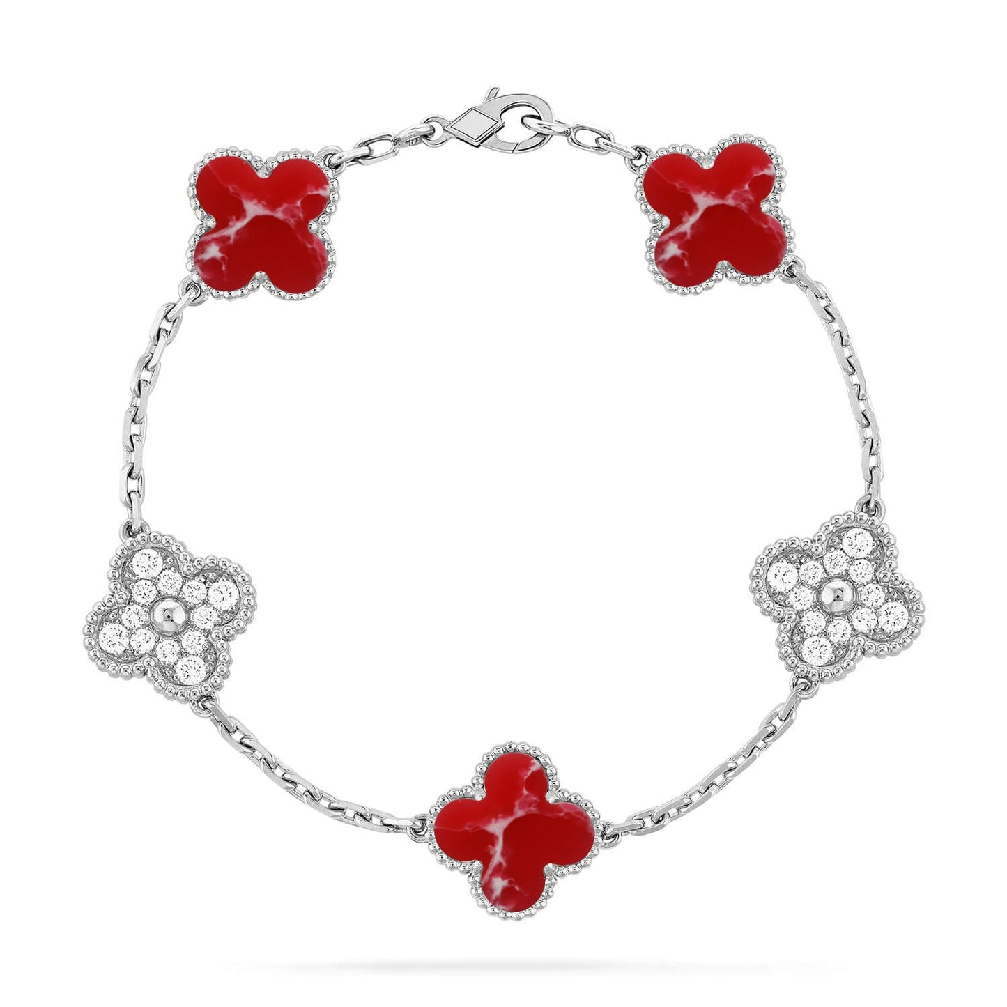 [Okajuri Jewelry] CLOVER 5 MOTIF RED PATTERN BRACELET COLLECTION