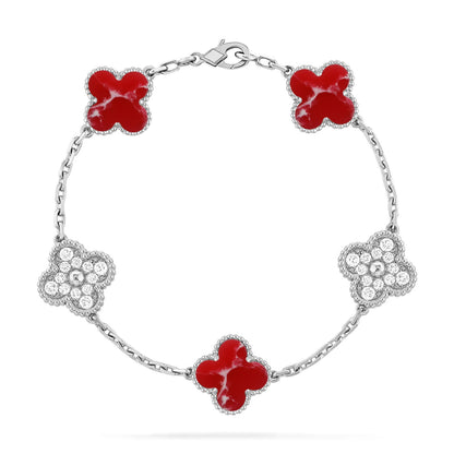 [Okajuri Jewelry] CLOVER 5 MOTIF RED PATTERN BRACELET COLLECTION