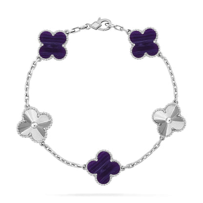 [Okajuri Jewelry]CLOVER 5 MOTIF PURPLE STRIPES BRACELET COLLECTION