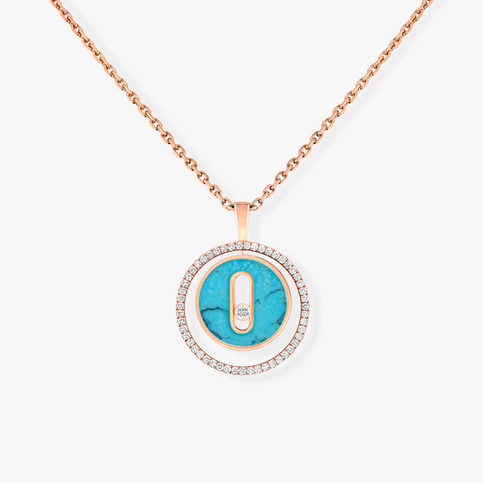 [Okajuri Jewelry]LUCKY MOVE 1 DIAMOND TURQUOISE PINK GOLD DIAMOND NECKLACE