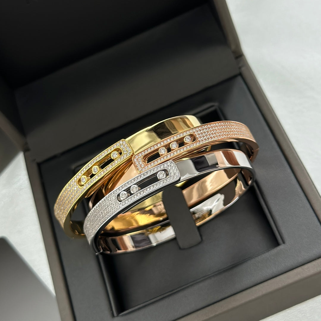 [Okajuri Jewelry]Move Noa Rose Gold Pavé Diamond Bangle Bracelet