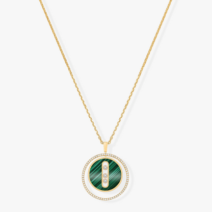 [Okajuri Jewelry]LUCKY MOVE 3 DIAMOND MALACHITE GOLD DIAMOND NECKLACE