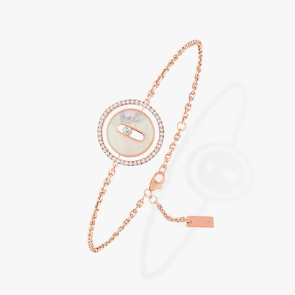 [Okajuri Jewelry]LUCKY MOVE WHITE MOTHER OF PEARL PINK GOLD DIAMOND BRACELET