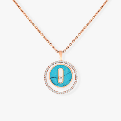 [Okajuri Jewelry]LUCKY MOVE 1 DIAMOND TURQUOISE PINK GOLD DIAMOND NECKLACE