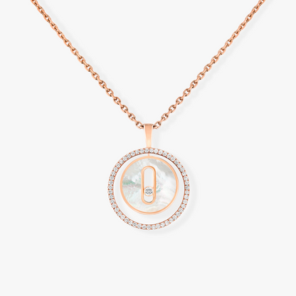 [Okajuri Jewelry]LUCKY MOVE 1 DIAMOND WHITE MOTHER OF PEARL PINK GOLD DIAMOND NECKLACE