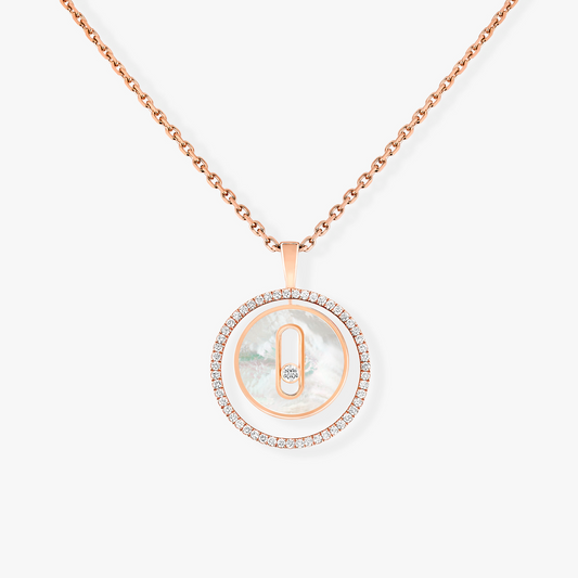 [Okajuri Jewelry]LUCKY MOVE 1 DIAMOND WHITE MOTHER OF PEARL PINK GOLD DIAMOND NECKLACE