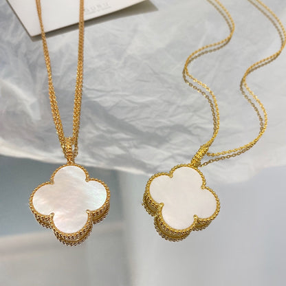 [Okajuri Jewelry]CLOVER 25MM MOP LARGE PENDANT NECKLACE