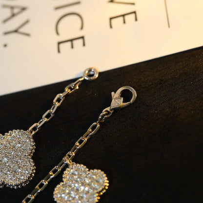 [Okajuri Jewelry]CLOVER BRACELET 5 MOTIF SILVER DIAMOND PAVED