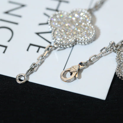 [Okajuri Jewelry]CLOVER BRACELET 5 MOTIF SILVER DIAMOND PAVED