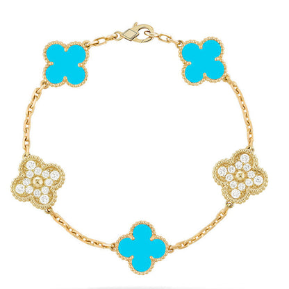 [Okajuri Jewelry] CLOVER 5 MOTIF TURQUOISE BRACELET COLLECTION