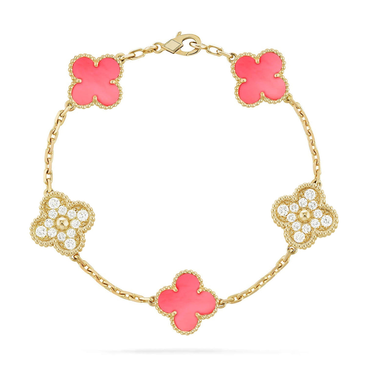 [Okajuri Jewelry] CLOVER 5 MOTIFS  PINK MOP BRACELET COLLECTION