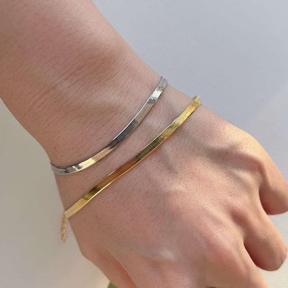 [Okajuri Jewelry]Flat Snake Bone Chain Blade Necklace