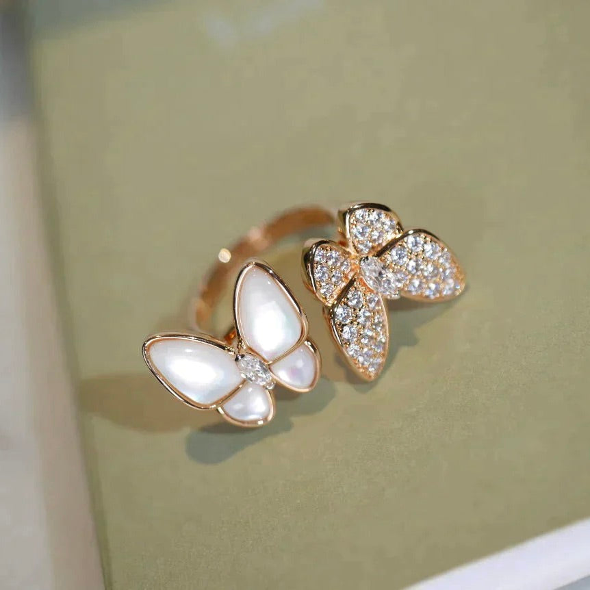 [Okajuri Jewelry]TWIN BUTTERFLY DIAMOND MOP RING