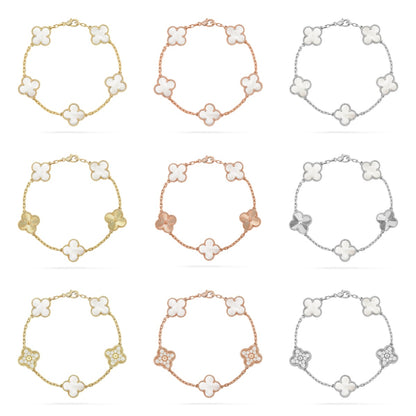 [Okajuri Jewelry]CLOVER WHITE PEARL MOP 5 MOTIF BRACELET COLLECTION