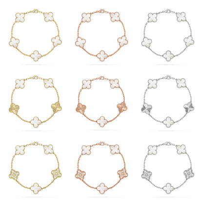 [Okajuri Jewelry] CLOVER WHITE PEARL MOP 5 MOTIF BRACELET COLLECTION