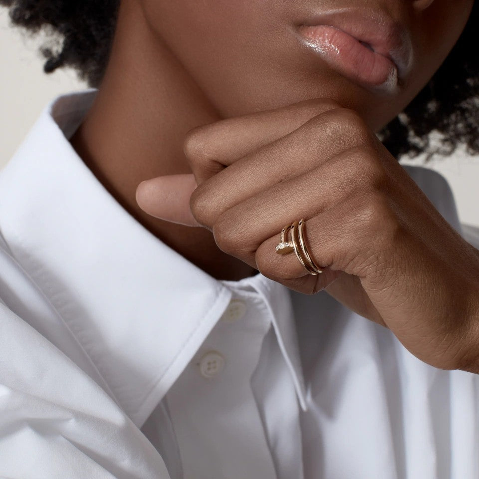 [Okajuri Jewelry] JUSTE RING 4.8MM HALF DIAMOND