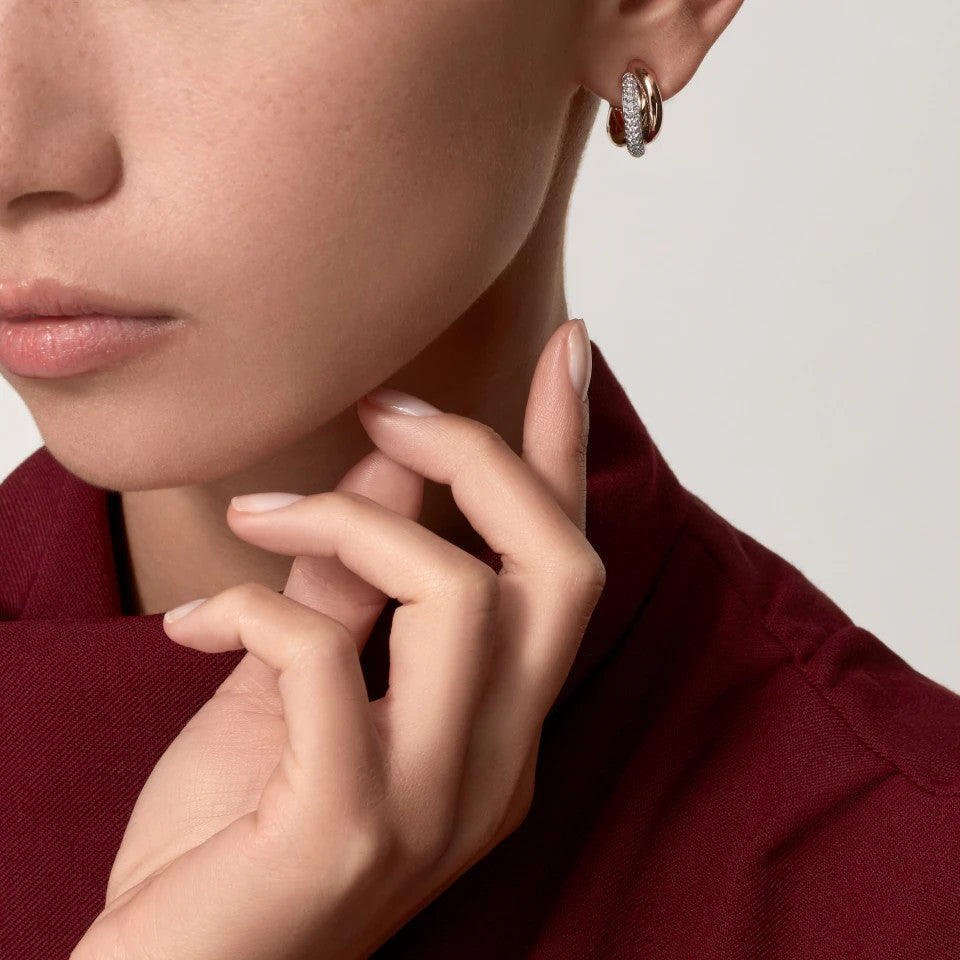 [Okajuri Jewelry] TRINITY HALF DIAMOND  CLASSIC EARRINGS