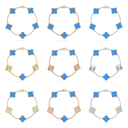 [Okajuri Jewelry] CLOVER 5 MOTIF BLUE AGATE BRACELET COLLECTION