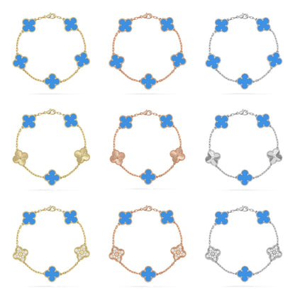 [Okajuri Jewelry]  CLOVER 5 MOTIF BLUE AGATE BRACELET COLLECTION