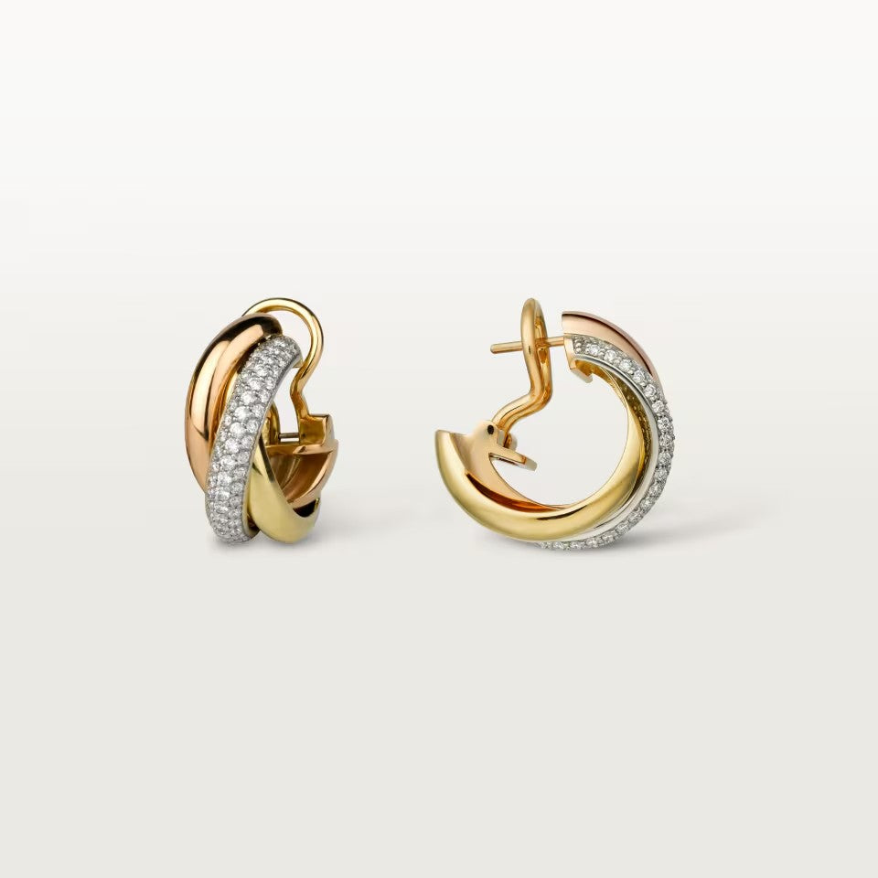[Okajuri Jewelry] TRINITY HALF DIAMOND  CLASSIC EARRINGS