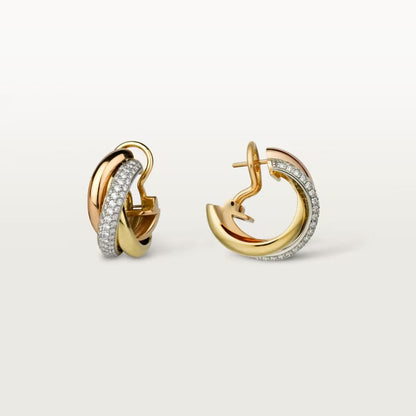 [Okajuri Jewelry] TRINITY HALF DIAMOND  CLASSIC EARRINGS