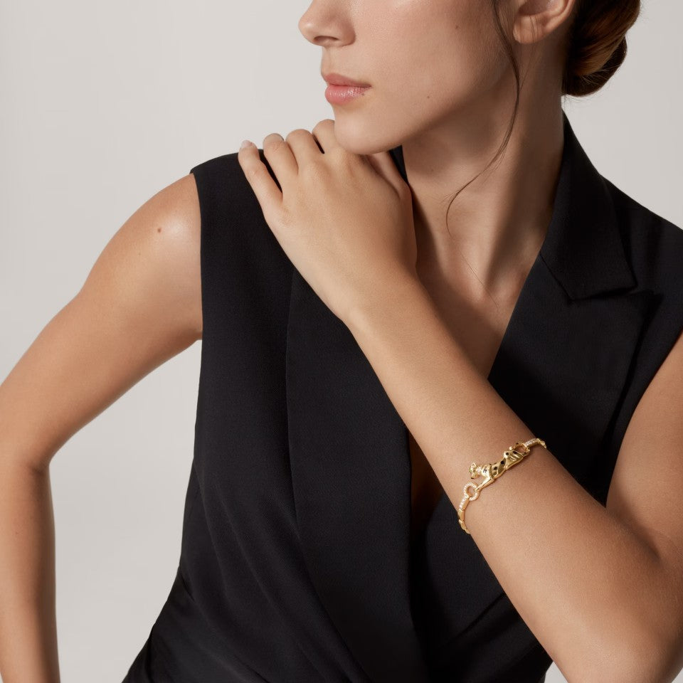 [Okajuri Jewelry] PANTHERE HALF DIAMOND ON CHAIN BRACELET