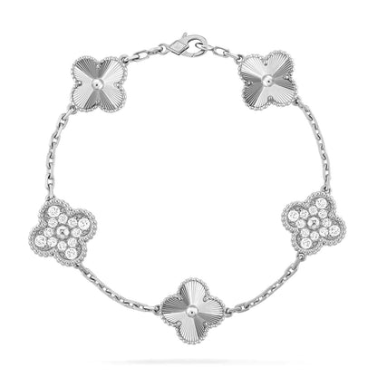 [Okajuri Jewelry]CLOVER 5 MOTIF SILVER DIAMOND BRACELET