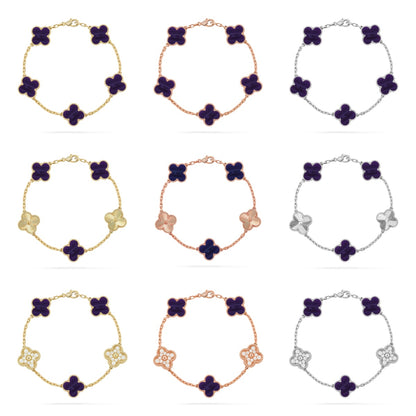 [Okajuri Jewelry]CLOVER 5 MOTIF PURPLE STRIPES BRACELET COLLECTION