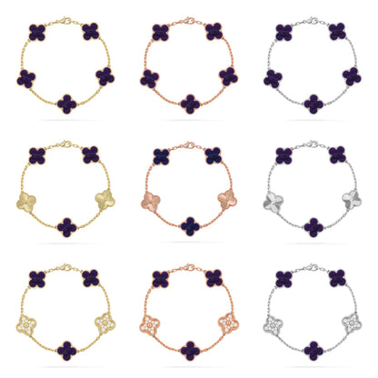 [Okajuri Jewelry] CLOVER 5 MOTIF PURPLE STRIPES BRACELET COLLECTION