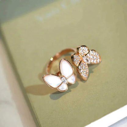 [Okajuri Jewelry]TWIN BUTTERFLY DIAMOND MOP RING