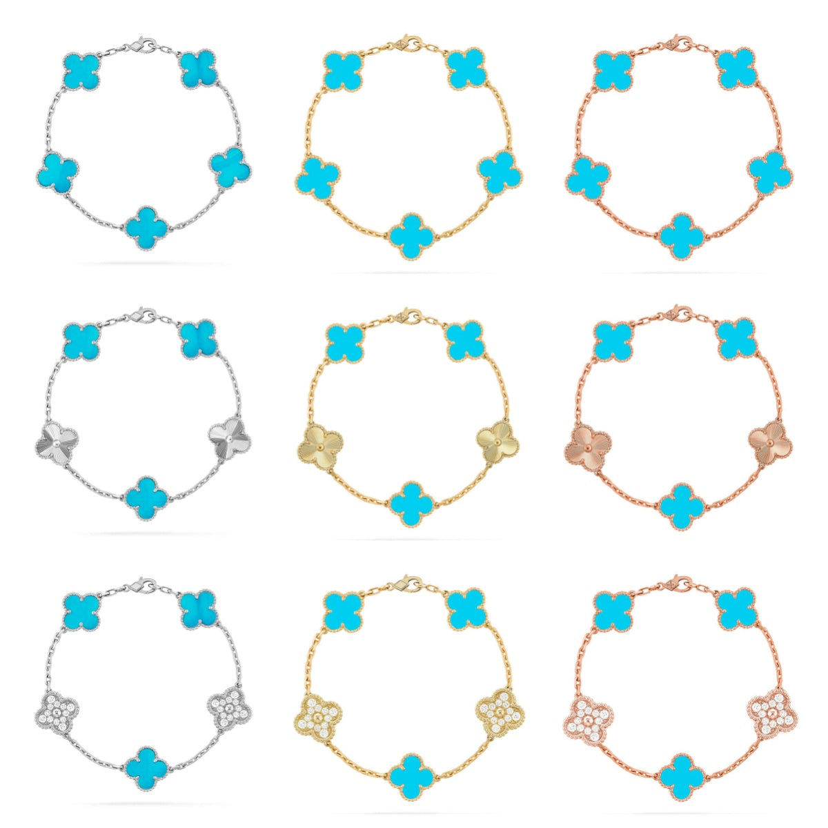 [Okajuri Jewelry]  CLOVER 5 MOTIF TURQUOISE BRACELET COLLECTION