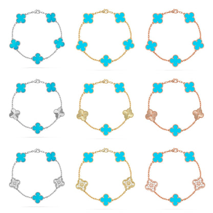 [Okajuri Jewelry]  CLOVER 5 MOTIF TURQUOISE BRACELET COLLECTION
