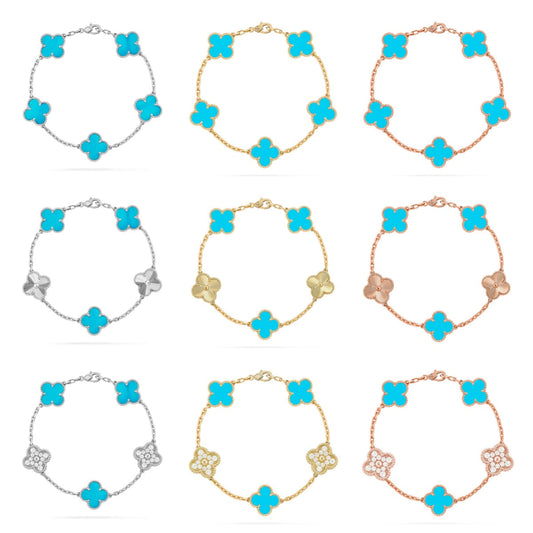 [Okajuri Jewelry]  CLOVER 5 MOTIF TURQUOISE BRACELET COLLECTION