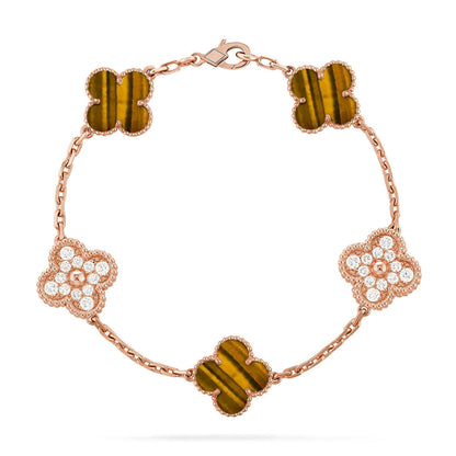 [Okajuri Jewelry] CLOVER 5 MOTIFS TIGER EYE BRACELET COLLECTION