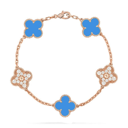 [Okajuri Jewelry]  CLOVER 5 MOTIF BLUE AGATE BRACELET COLLECTION