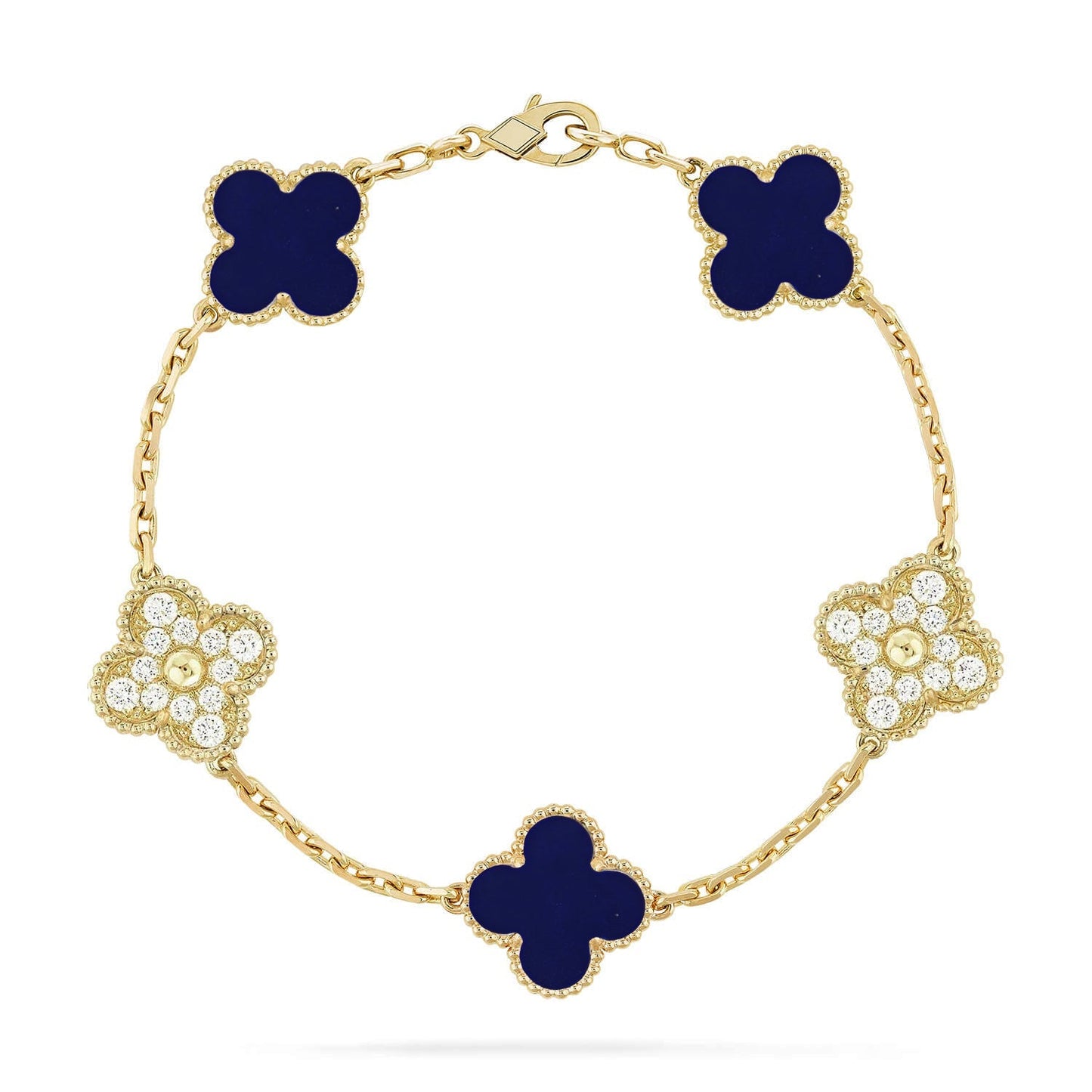 [Okajuri Jewelry] CLOVER 5 MOTIF LAPIS LAZULI BRACELET COLLECTION