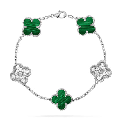 [Okajuri Jewelry]  CLOVER 5 MOTIF MALACHITE BRACELET COLLECTION