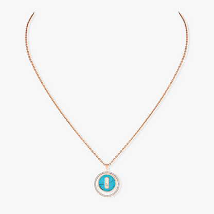 [Okajuri Jewelry]LUCKY MOVE 1 DIAMOND TURQUOISE PINK GOLD DIAMOND NECKLACE