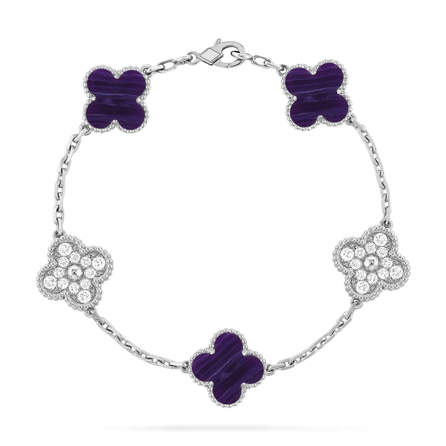 [Okajuri Jewelry]CLOVER 5 MOTIF PURPLE STRIPES BRACELET COLLECTION