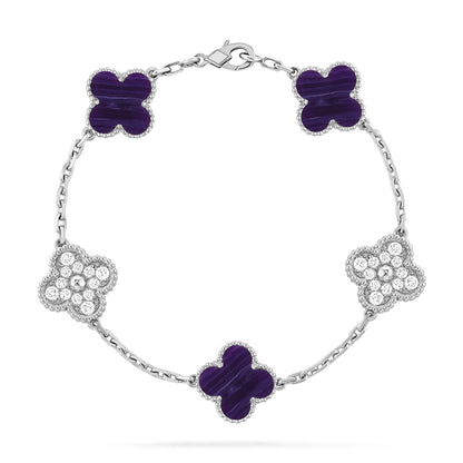[Okajuri Jewelry]CLOVER 5 MOTIF PURPLE STRIPES BRACELET COLLECTION