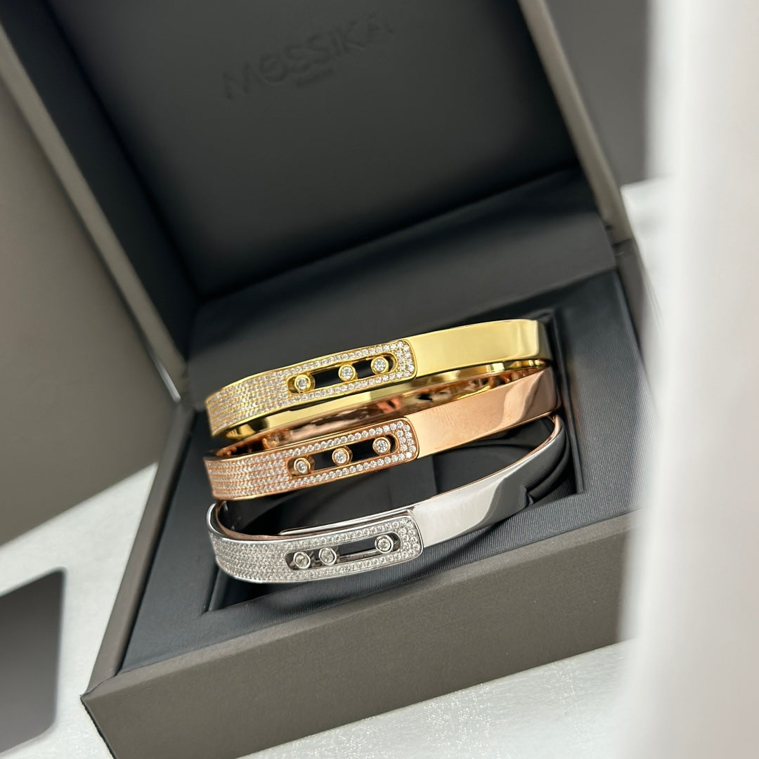 [Okajuri Jewelry]Move Noa Rose Gold Pavé Diamond Bangle Bracelet
