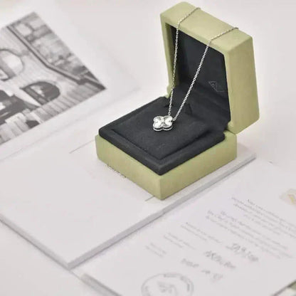 [Okajuri Jewelry]CLOVER  15MM DIAMOND LASER NECKLACE SILVER