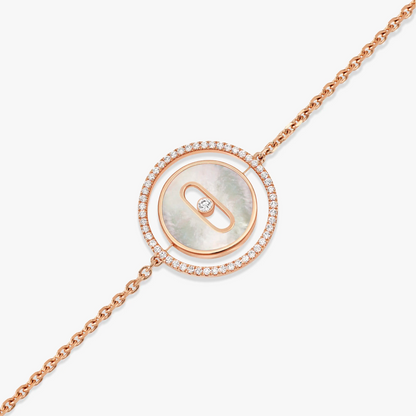 [Okajuri Jewelry]LUCKY MOVE WHITE MOTHER OF PEARL PINK GOLD DIAMOND BRACELET