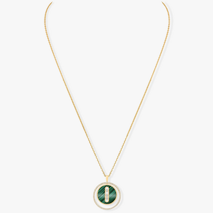 [Okajuri Jewelry]LUCKY MOVE 3 DIAMOND MALACHITE GOLD DIAMOND NECKLACE
