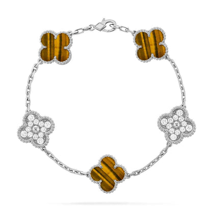 [Okajuri Jewelry] CLOVER 5 MOTIFS TIGER EYE BRACELET COLLECTION