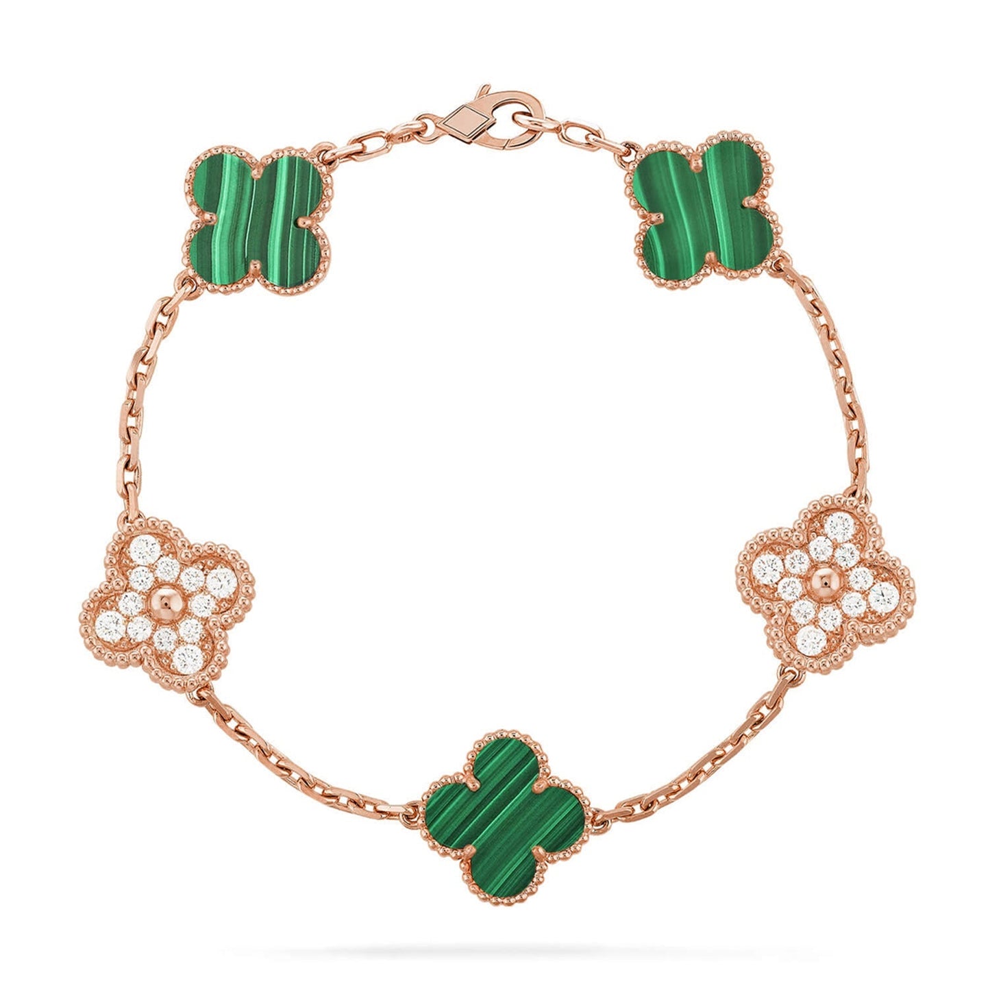 [Okajuri Jewelry]  CLOVER 5 MOTIF MALACHITE BRACELET COLLECTION