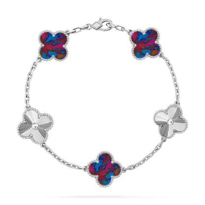 [Okajuri Jewelry]CLOVER 5 MOTIF COLOR GEMSTONES BRACELET COLLECTION
