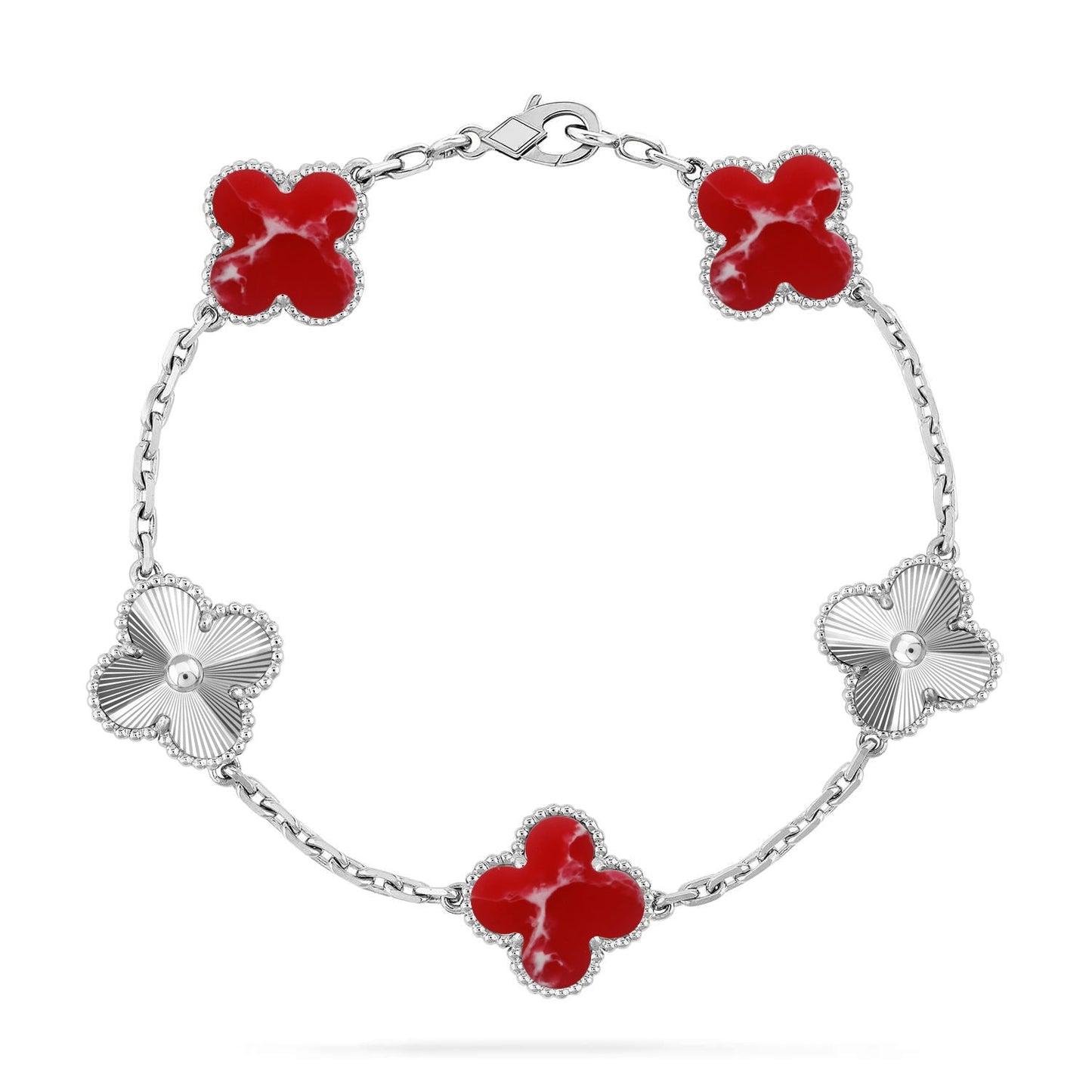 [Okajuri Jewelry] CLOVER 5 MOTIF RED PATTERN BRACELET COLLECTION
