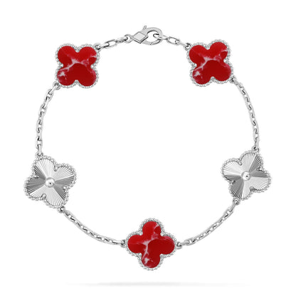 [Okajuri Jewelry] CLOVER 5 MOTIF RED PATTERN BRACELET COLLECTION