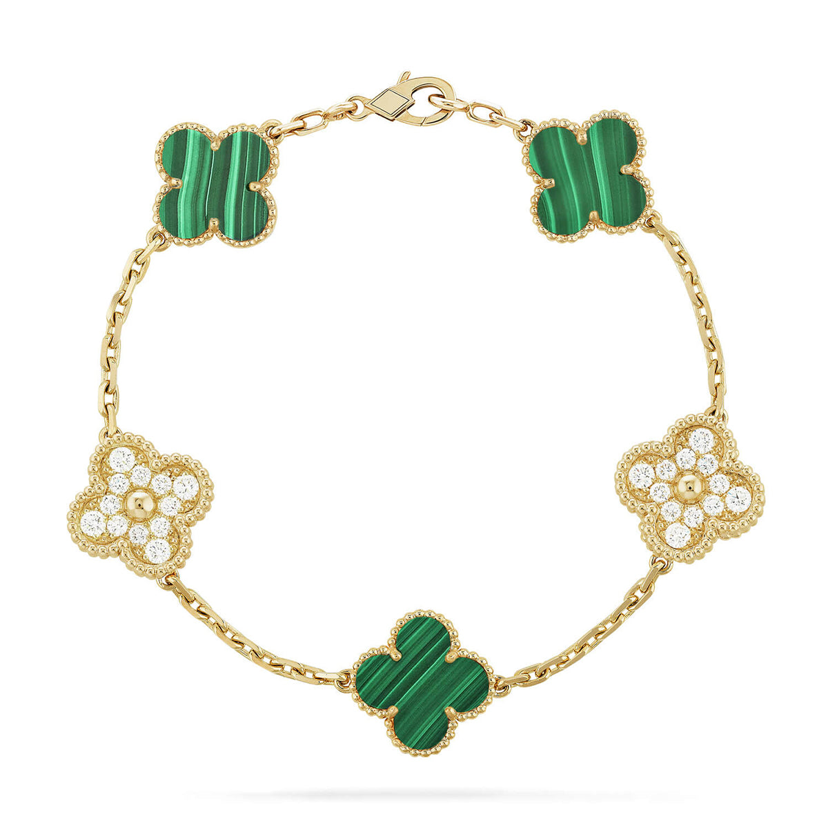 [Okajuri Jewelry]  CLOVER 5 MOTIF MALACHITE BRACELET COLLECTION